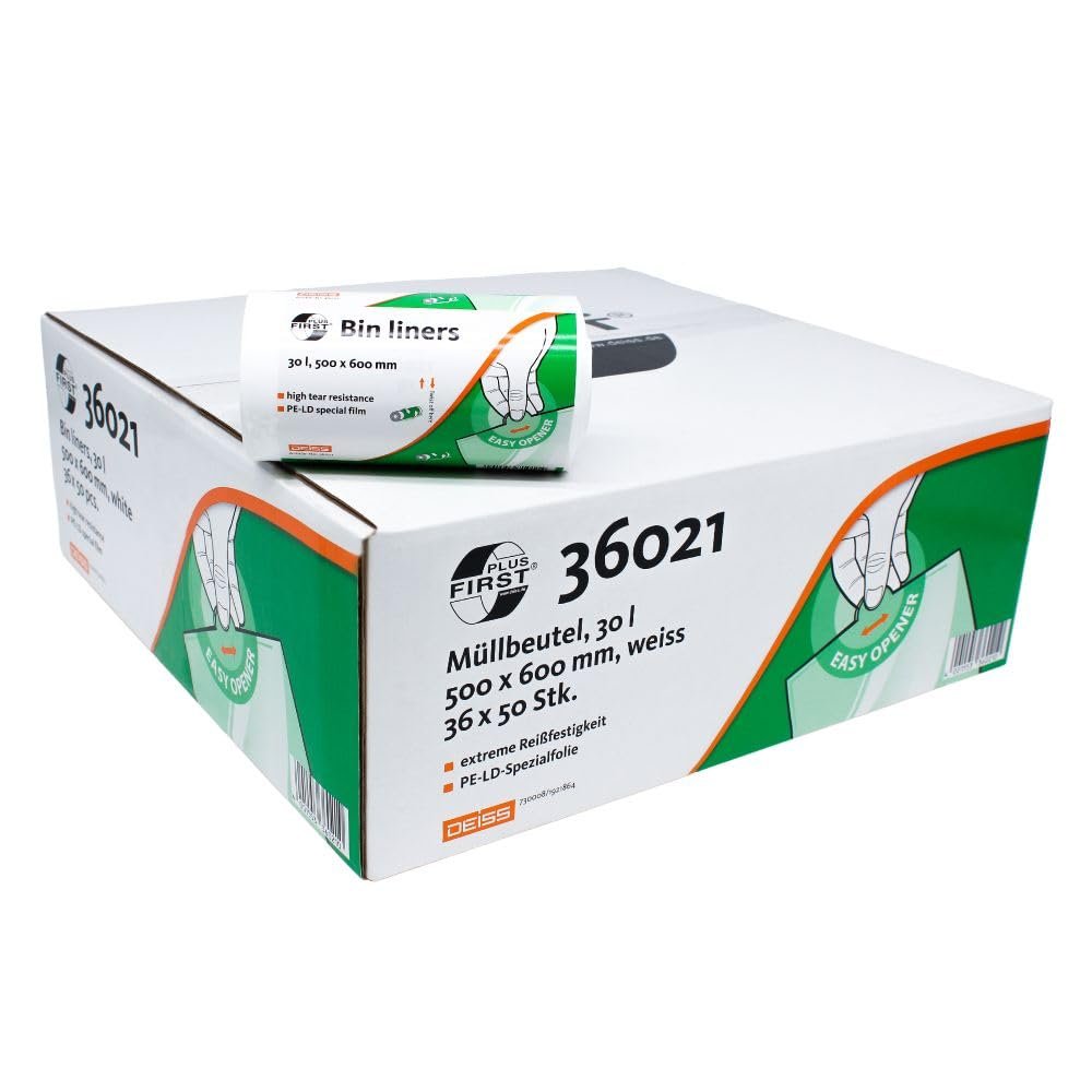 DEISS First Plus garbage bags 30 liters, premium LDPE, 36021