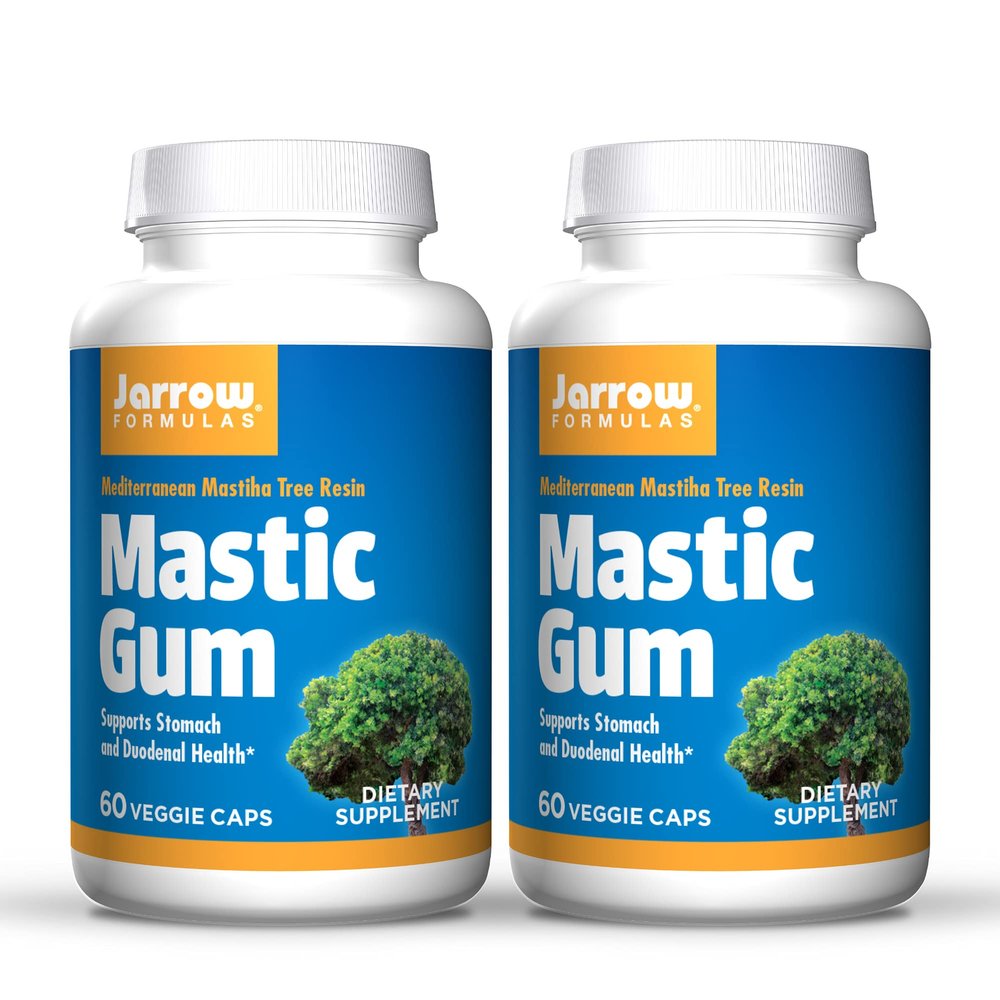 Jarrow Formulas Mastic Gum 1000 mg - 60 Veggie Caps, Pack of 2 - Natural Formula Supporting Stomach, Duodenal & Oral Health - 60 Total Servings