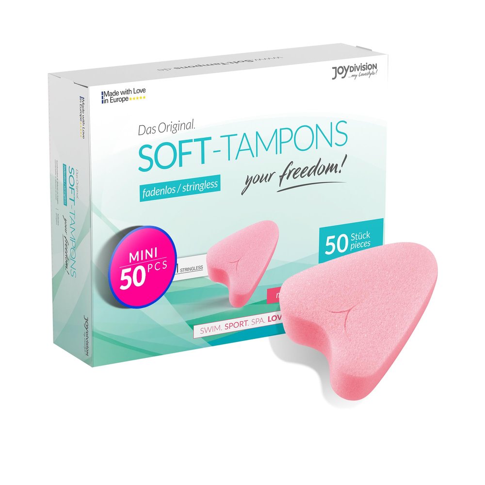 JOYDIVISION Soft-Tampons mini I 50 Pieces I Threadless tampons for Sports, Swimming & spa I Menstrual sponges Ultra Soft I Easy Insertion & Removal I mini Soft Tampon Without Thread