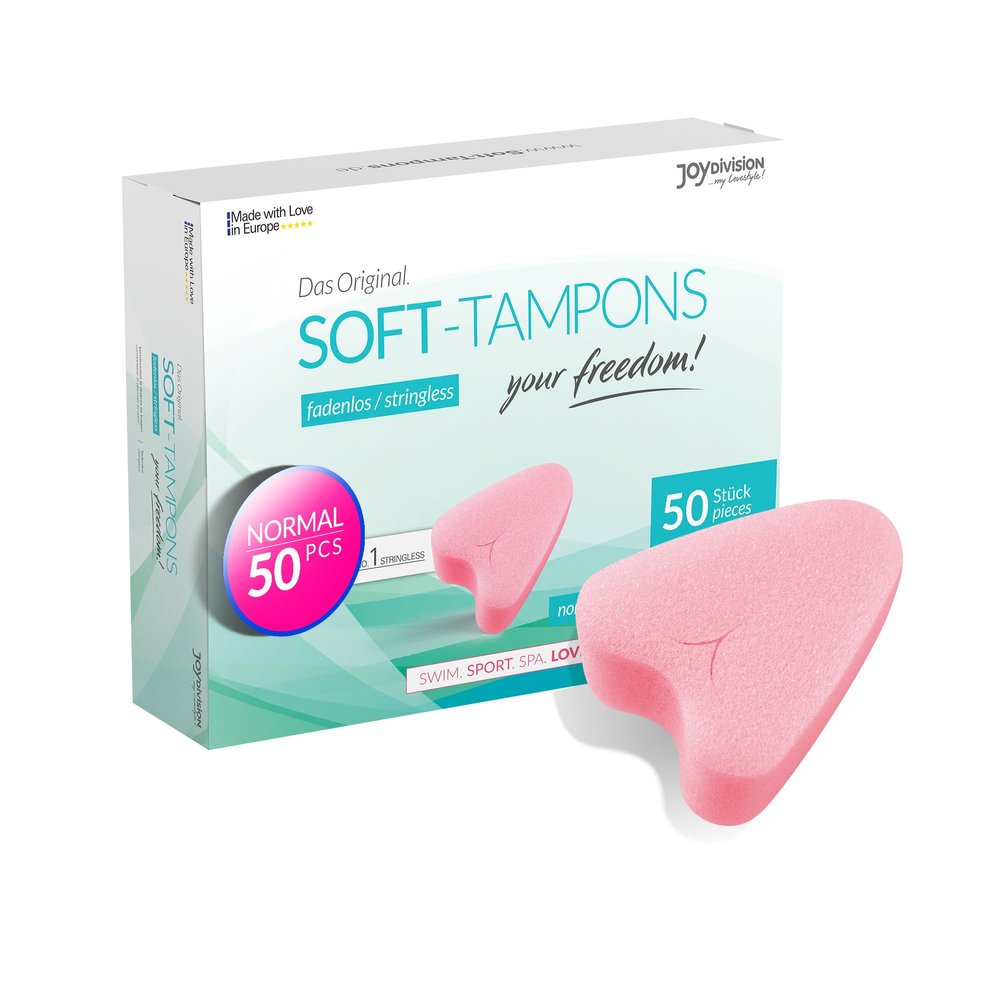 JOYDIVISION Soft-Tampons Normal I 50 Pieces I Threadless tampons for Sports, Swimming & spa I Menstrual sponges Ultra Soft I Easy Insertion & Removal I Soft Tampon Without Thread
