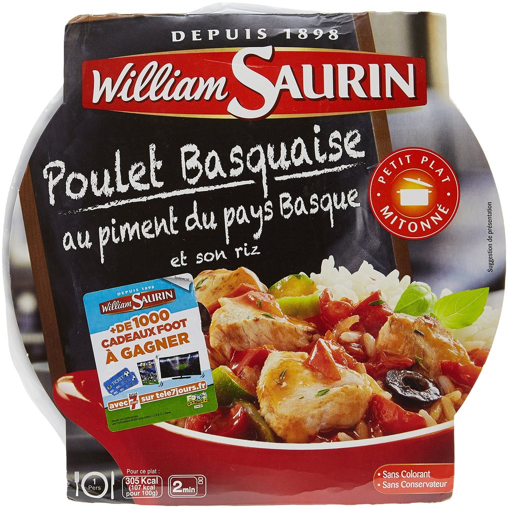 French Chicken Basque Espelette pepper - poulet basquaise piment d'espelette william saurin - 285 gr - 1 serve
