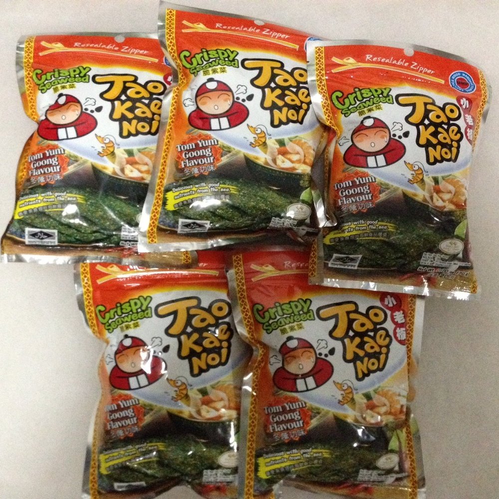 Tao Kae Noi Japanese Crispy Seaweed, Tomyum Goong (0.7 X 5 Packs)