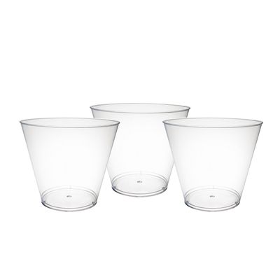 Party Essentials Hard Plastic 9-Ounce Party Cups/Old Fashioned Tumblers, 50-Count, Clear