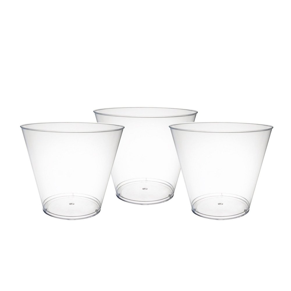 Party Essentials Hard Plastic 9-Ounce Party Cups/Old Fashioned Tumblers, 50-Count, Clear
