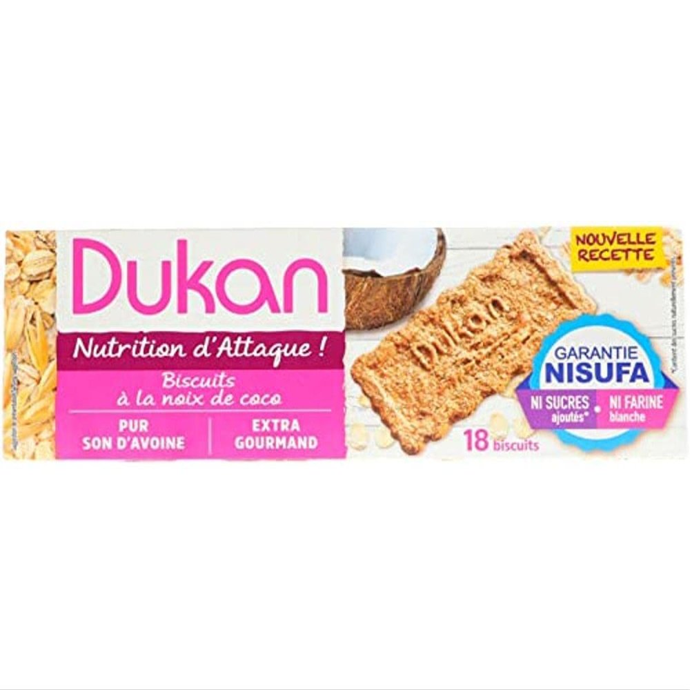 Dukan Diet, Oat Bran Cookies, Coconut, 6 Packets of 3 Cookies (37 g) Each