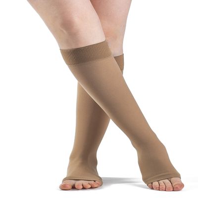 Sigvaris Select Comfort 863CMSO66-S 30-40 mmHg Open Toe With Grip Top Calf, Medium, Short - Crispa by Sigvaris