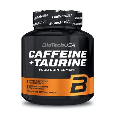 BioTechUSA Caffeine + Taurine | Each Capsule Contains 80 mg of Caffeine and 600 mg of Taurine | GMO-Free | Gluten-Free, 60 Capsules