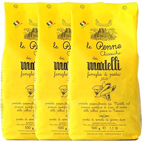 Penne Pasta from Tuscany by Martelli 3 Packs (3 x 500g) Homemade Production - Italian Artisan Pasta Gourmet Deli