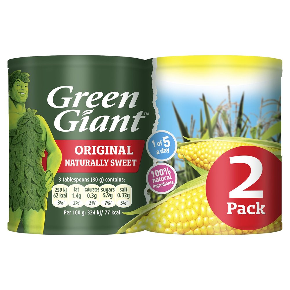 Green Giant Original Sweet Corn, 2 x 198g