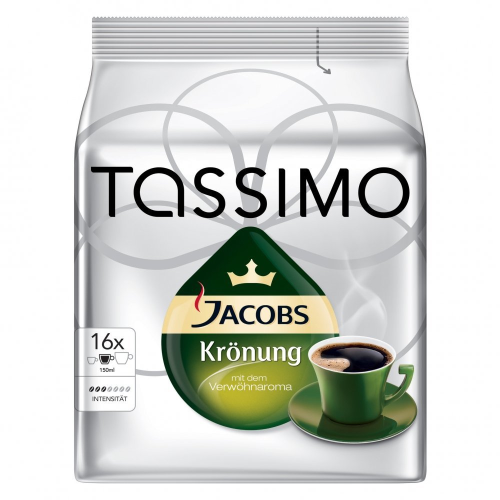 Bosch Tassimo Jacobs Kronung T-Disc Coffee Maker, Medium Roast, 16 Count, 104g per Disc, Espresso Machine Compatible
