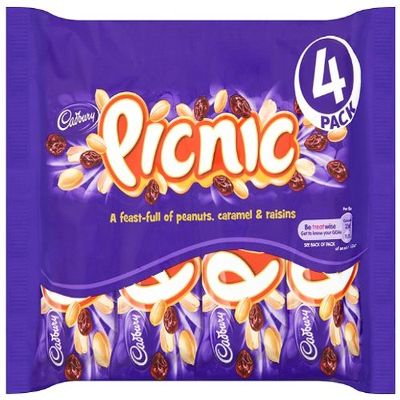 Cadbury Picnic 4 Bars (Pack of 5, Total 20 Bars)