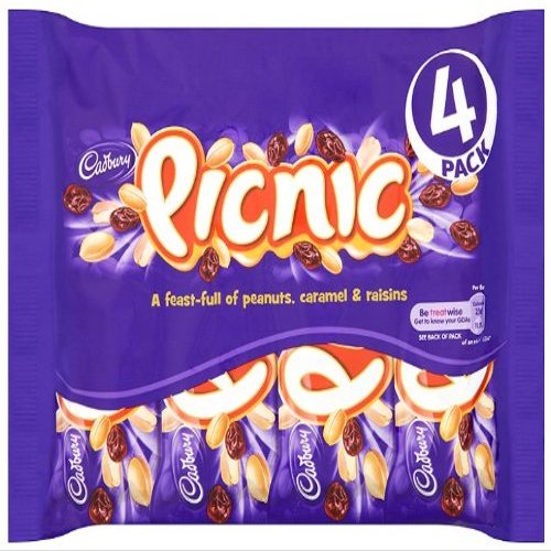Cadbury Picnic 4 Bars (Pack of 5, Total 20 Bars)