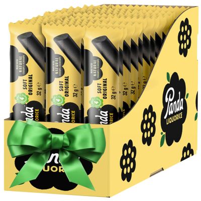 Panda | Natural Soft Original Liquorice Sweets Bars | Pure Panda Licorice Sweet Made with Only Four Natural Ingredients | Vegan,Fat Free & Artificial Free | 32 Gr x 36 Bars Pack