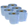 6 PACK EMBOSSED BLUE CENTREFEED 2 PLY PAPER HAND TOWEL WIPING ROLLS view 1