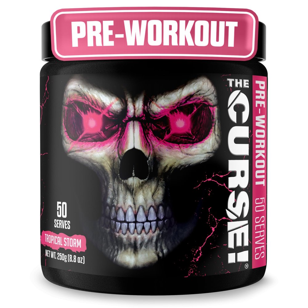 JNX SPORTS The Curse! Pre Workout Powder - Tropical Storm 50 Servings | Preworkout: Boost Strength, Energy + Focus for Men & Women | Caffeine, Beta-Alanine, Creatine & L-Citrulline