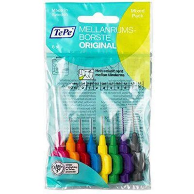 16 Tepe Interdental Brush Assortment, 8 Pieces of Each Assorted