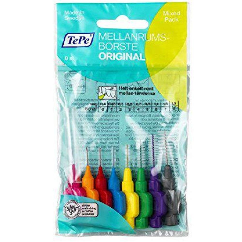 16 Tepe Interdental Brush Assortment, 8 Pieces of Each Assorted