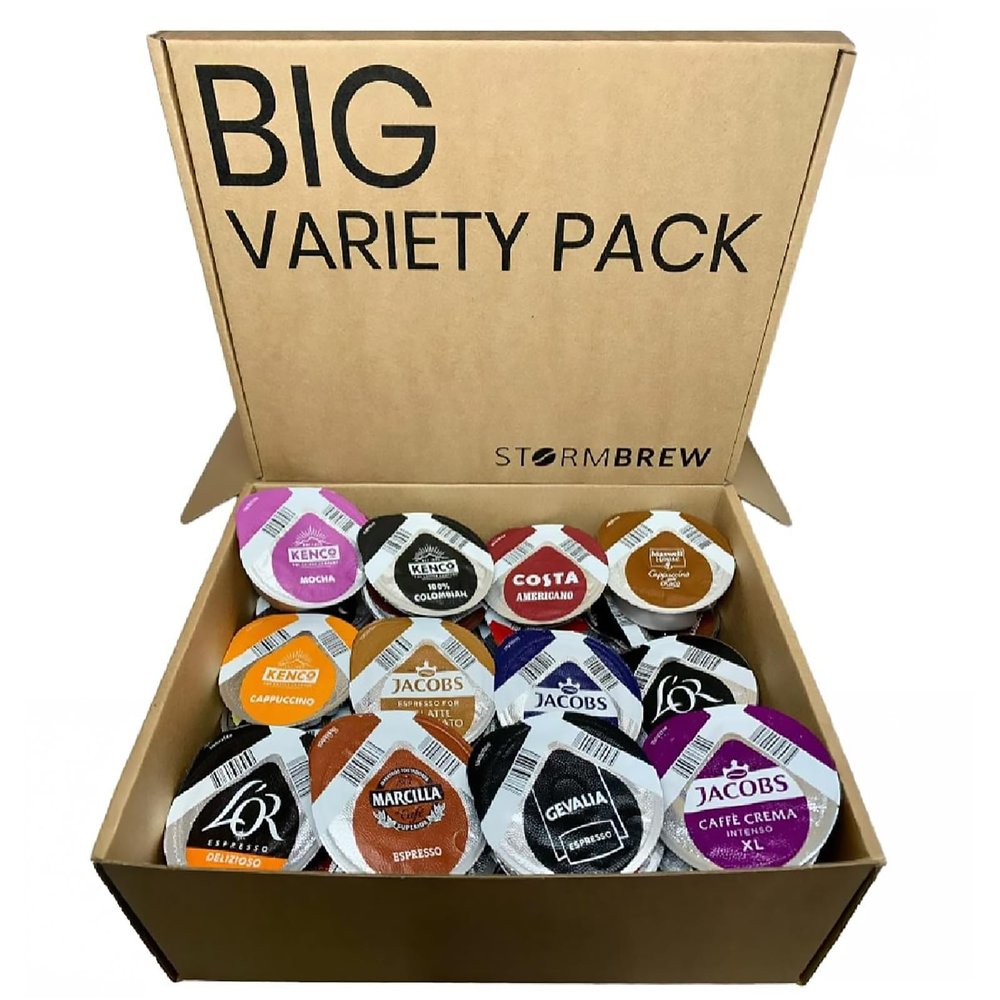 36 Tassimo T-Discs Pods Variety Pack, 1x Each Flavour, 36 Different Blends, Coffee, Hot Chocolate, Tea Gift Box (40+ Pods)