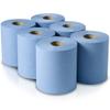12 ROLLS BLUE PAPER WIPE CENTRE FEED TOWEL 2 PLY 150M 2 PLY EMBOSSED - GIVES BETTER ABSORBENCY view 1