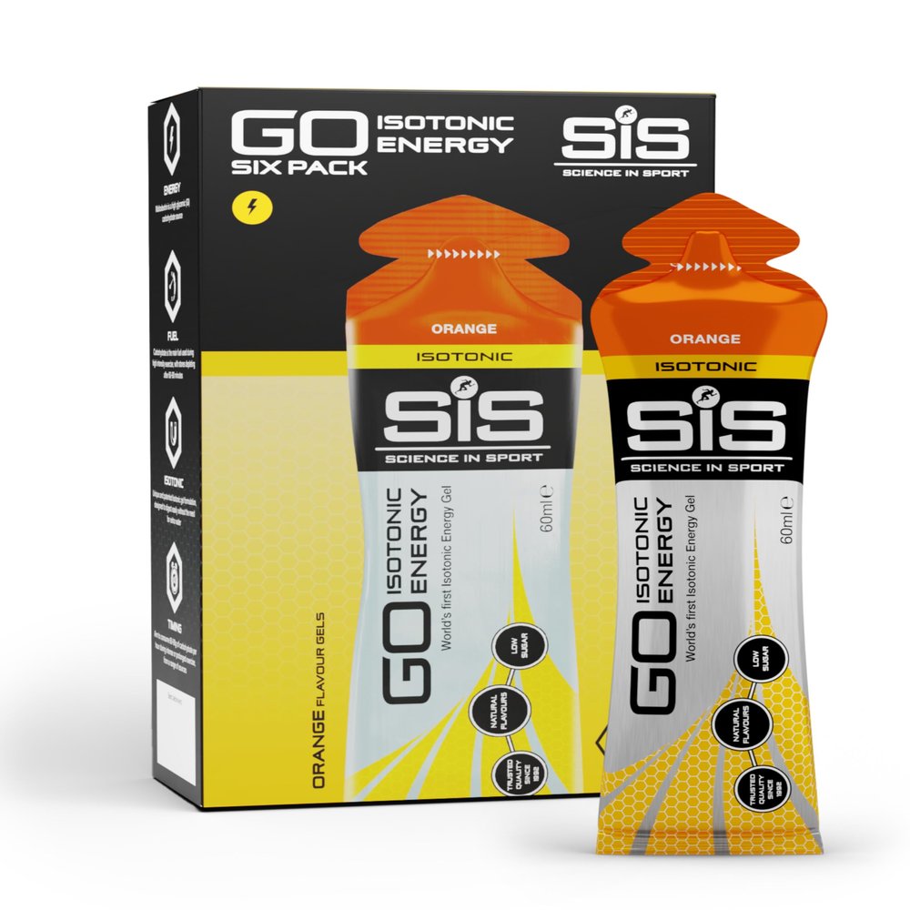 Science in Sport GO Isotonic Energy Gel 6 x 60ml Orange  Fast-Acting  Vegan  Formulation with 22g of carbohydrates, a great source of energy