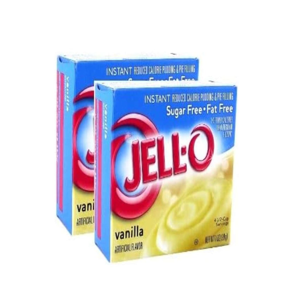 Jell-O Instant Vanilla Pudding - Sugar Free - Fat Free - 2 Pack of 28g Each - Serves 4 1/2 Cups Each - Total of 56g - Serves 9 Cups