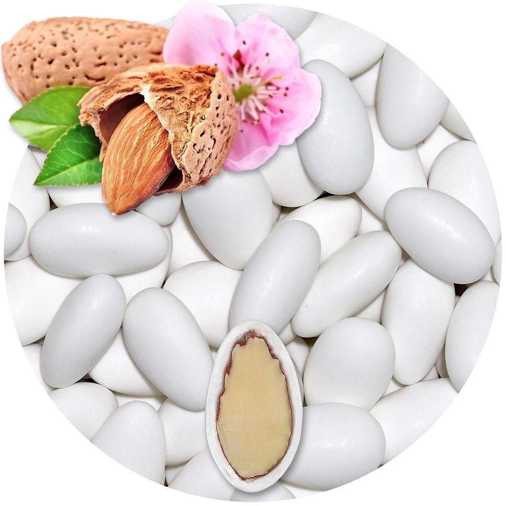 EinsSein 0,5kg Sugared Almonds Baptism Imposante White matt Sugar Sweets Almond Dragees Baptism dragee Cake Balls Candy Coated Sweet for Weddings Favours Gift Box sugred fillers Chocolate Chocolates
