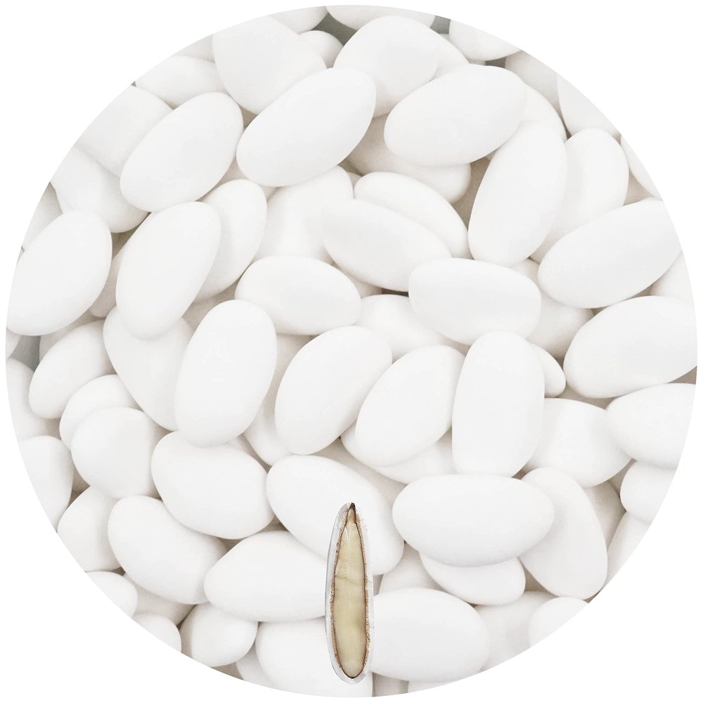 EinsSein 0,5kg Avola Exclusiva white matt sugared sugar sweets almond dragees baptism dragee cake balls candy coated sweet for weddings favours gift box sugred fillers chocolate chocolates surgred