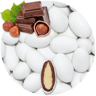 EinsSein 0,5kg Sugared Almonds Chocolate nougat white matt Chocolate Almonds wedding sugar sweets almond dragees baptism dragee cake balls candy coated sweet weddings favours drage gift fillers