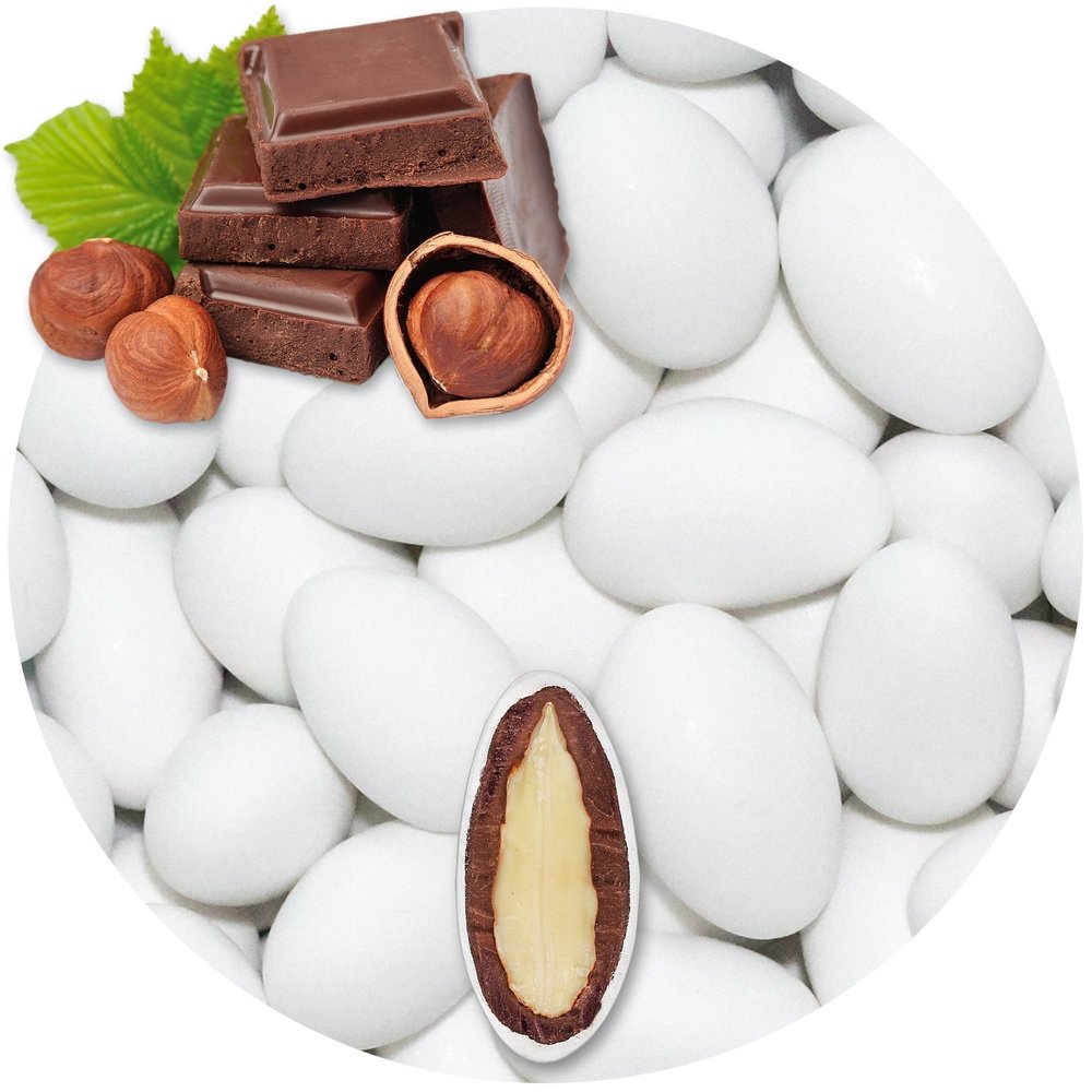EinsSein 0,5kg Sugared Almonds Chocolate nougat white matt Chocolate Almonds wedding sugar sweets almond dragees baptism dragee cake balls candy coated sweet weddings favours drage gift fillers
