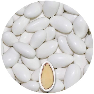 EinsSein 0,5kg Sugared Almonds Gracile midi white glossy Wedding sugar sweets almond dragees baptism dragee cake balls candy coated sweet for weddings favours gift box sugred fillers chocolate