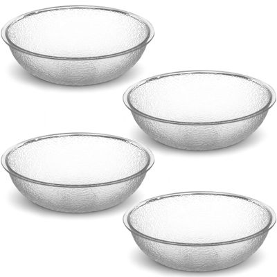 Carlisle 721807 Round Pebbled Salad Serving Bowl, 18 Quart, Clear (Pack of 4)