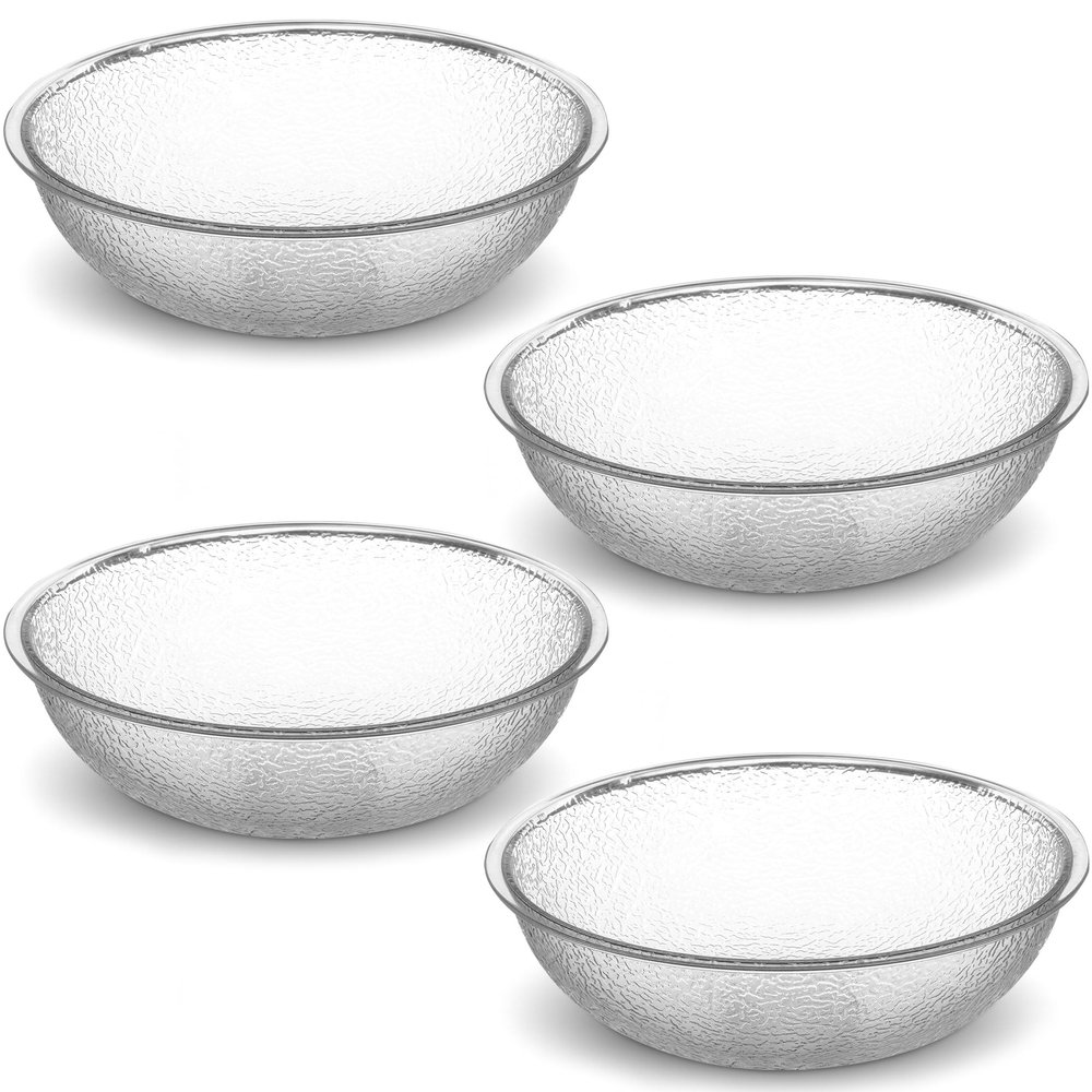 Carlisle 721807 Round Pebbled Salad Serving Bowl, 18 Quart, Clear (Pack of 4)