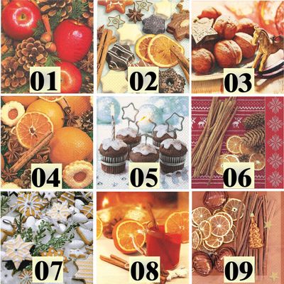 20 Napkins Motif Selection Possible Christmas Apple with Nuts - Apples & Nuts