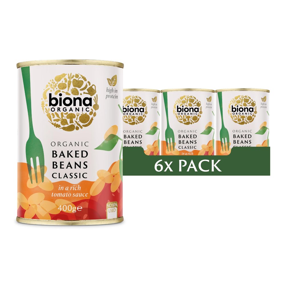 Biona Organic Baked Beans In Tomato Sauce 400g (Pack of 12)