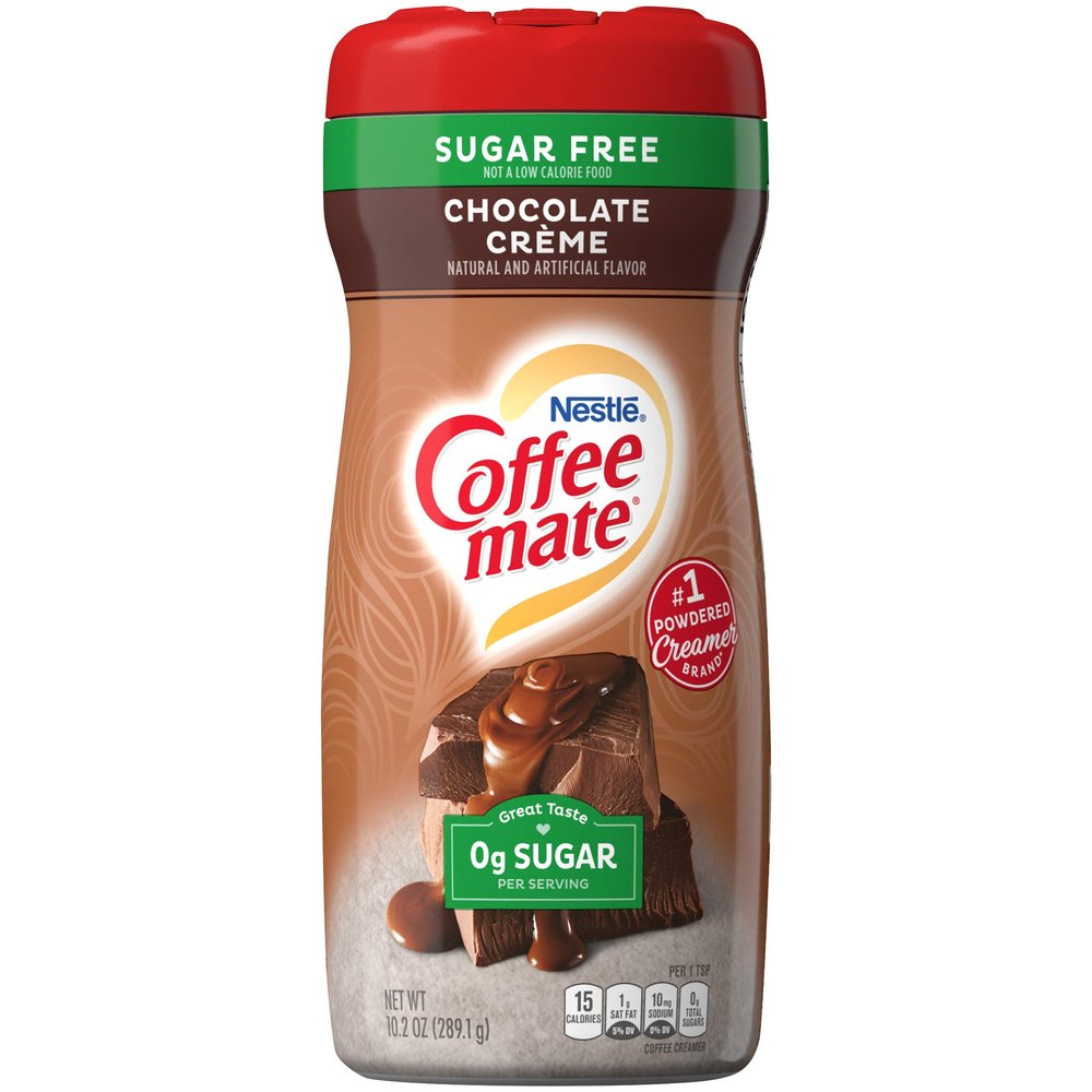 Sugar Free Creamy Chocolate Flavor Powd Flowered Creamer, 10.2 oz, Sold as 2 Each by Coffee Mate