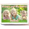 Your Own Photo + Message Personalised Cake Topper by Deb's kitchen Cakes Edible Wafer A4 Rectangle view 1