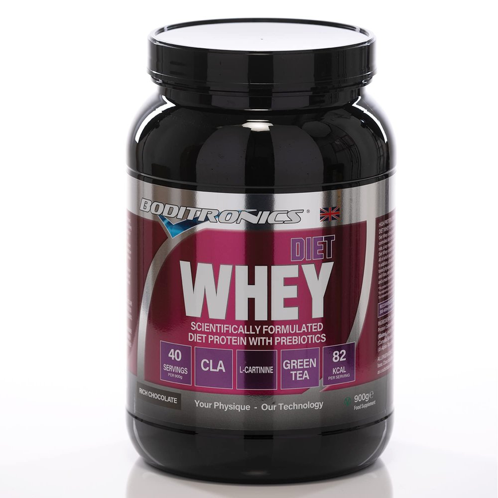 Boditronics Diet Whey Protein Powder with High Protein Blend and High doses of CLA, Vitamins C & E for Lean whey Protein Shake Powder (Rich Chocolates, 900 g)