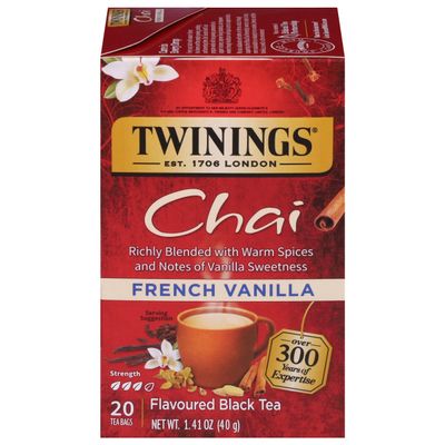Twinings of London French Vanilla Chai Tea Bags 1.41 Ounces - 1 Box
