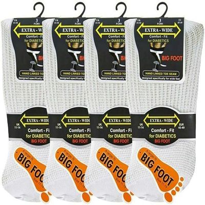 3/6/12 Pairs of Men's Gents Extra Wide Diabetic Comfort Top Gentle Grip Swollen feet Socks Big Foot Size 11-14 (6)