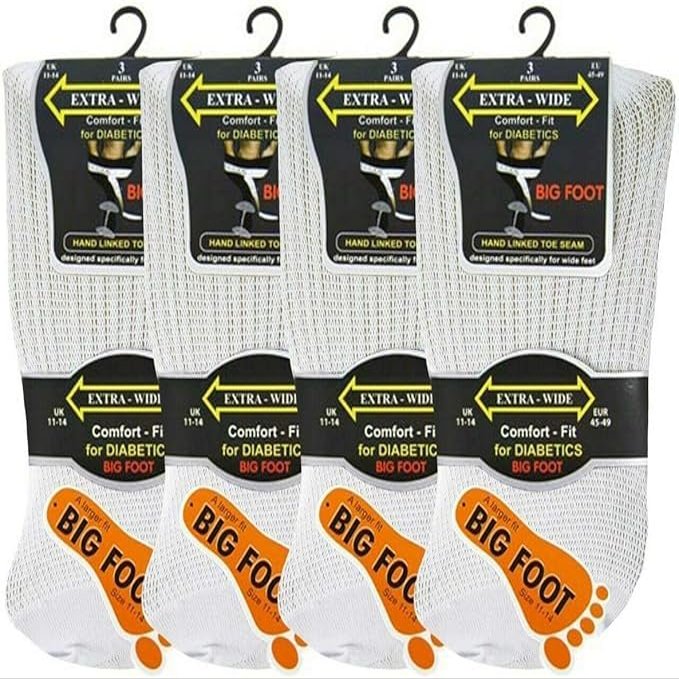 3/6/12 Pairs of Men's Gents Extra Wide Diabetic Comfort Top Gentle Grip Swollen feet Socks Big Foot Size 11-14 (6)