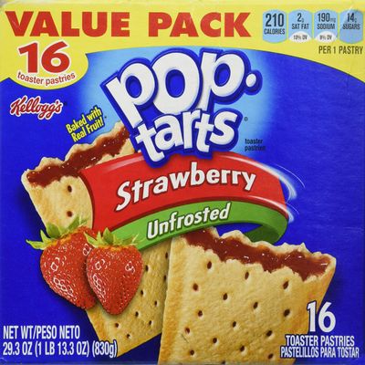 Pop-Tarts Strawberry Unfrosted Toaster Pastries 16 Toaster 29.3 Oz