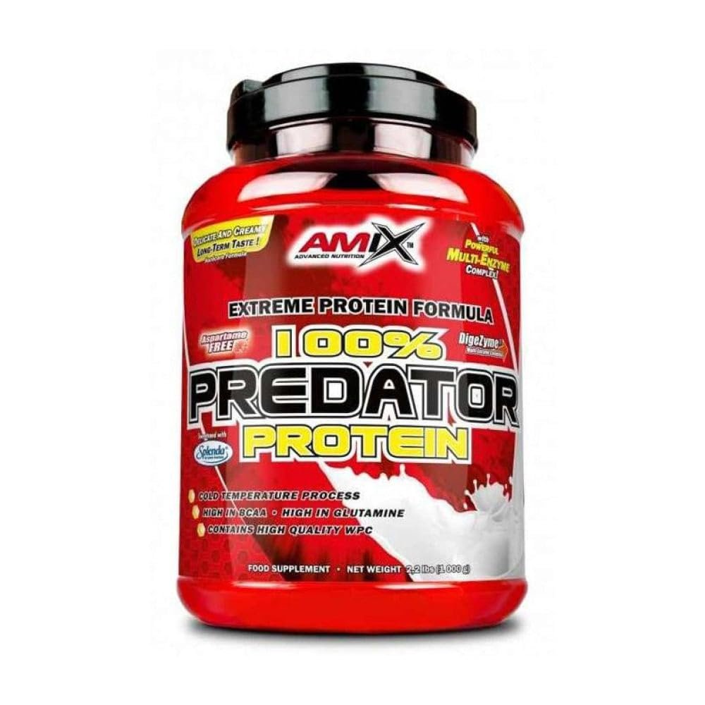 AMIX - Protein for Muscle Gain - Predator - 1 kg - Supports Muscle Growth - Aspartame Free - Whey Protein - Ideal for Protein Shakes - Strawberry Flavor