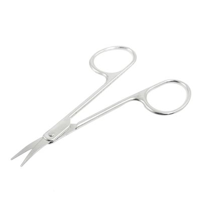 sourcingmap Beauty Tool Brow Trimmer Stainless Steel Thin Precision Blades Eyebrow Shear Curved Edge Scissors Silver Tone