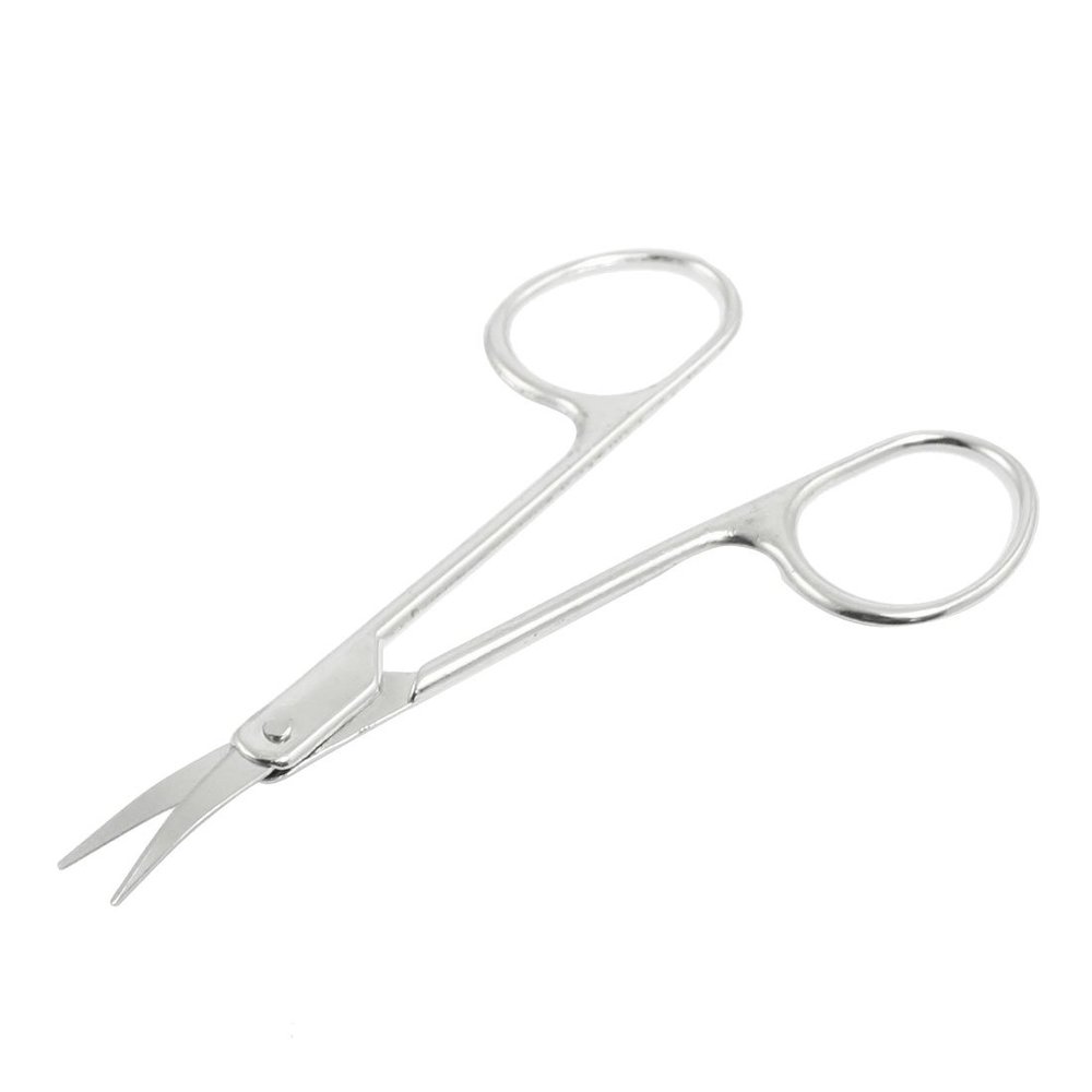 sourcingmap Beauty Tool Brow Trimmer Stainless Steel Thin Precision Blades Eyebrow Shear Curved Edge Scissors Silver Tone