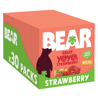 BEAR Strawberry Yoyos - Dried Fruit Rolls - Healthy - Vegan - 20g (30 packs)