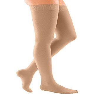 medi Duomed Soft (BS CCL 2) Compression Stockings Thigh Length with Silicone topband Closed Toe Beige Small
