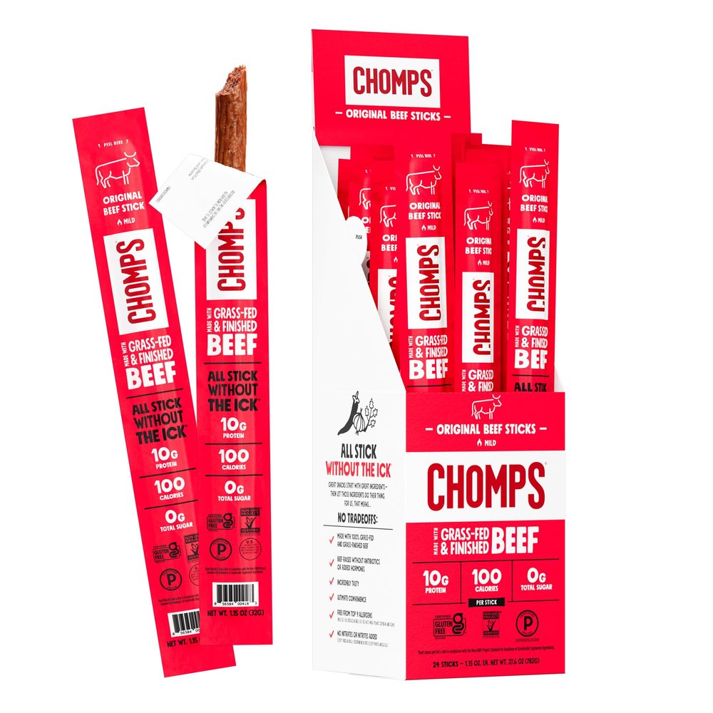 Chomps Grass Fed Beef Snack Sticks - Original Flavour 1 oz, 24 per container by Logic Meat Locker