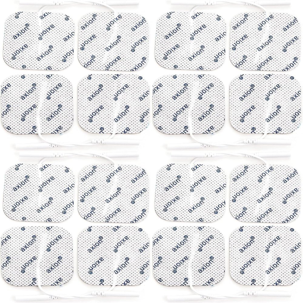 Axion Pack of 16 Electrodes. Square Self-Adhesive Pads 5x5cm for TENS EMS Units with 2mm Connection | Pads for Pain Treatment, Muscle Growth and Massage