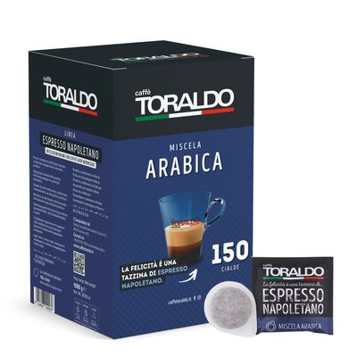 CAFF TORALDO - ESE SYSTEM COFFEE PODS- RECYCLABLE PODS MISCELA Arabica - Box 150 PODS ESE44 7g