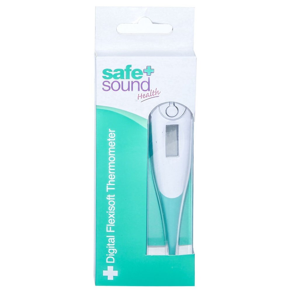 Safe + Sound Flexible Tip Digital Thermometer for Adults, Children and Babies Oral, Underarm or Rectal Temperature Readings. Batteries Supplied